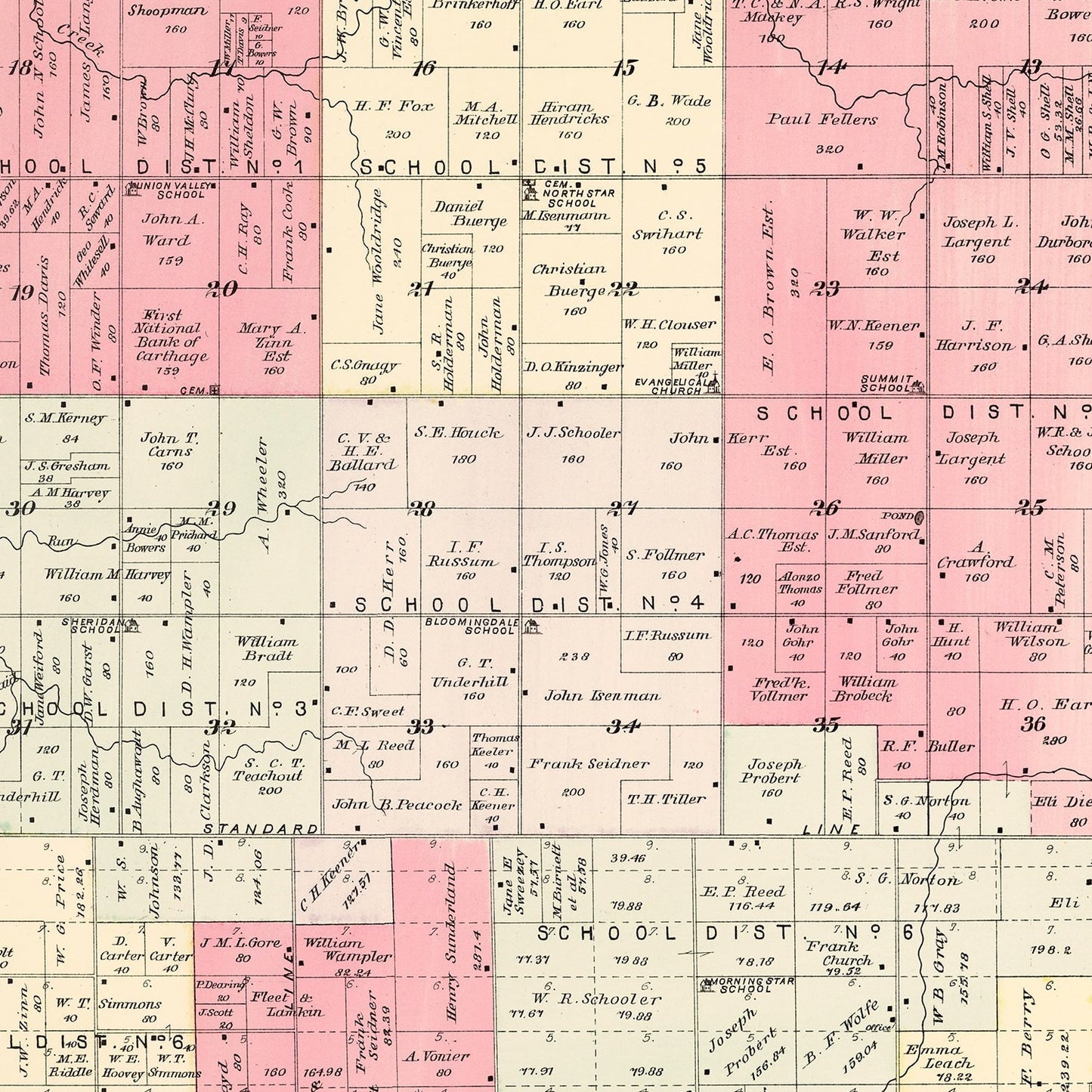 Vintage Map of Sheridan Township, Jasper County, Missouri, 1895