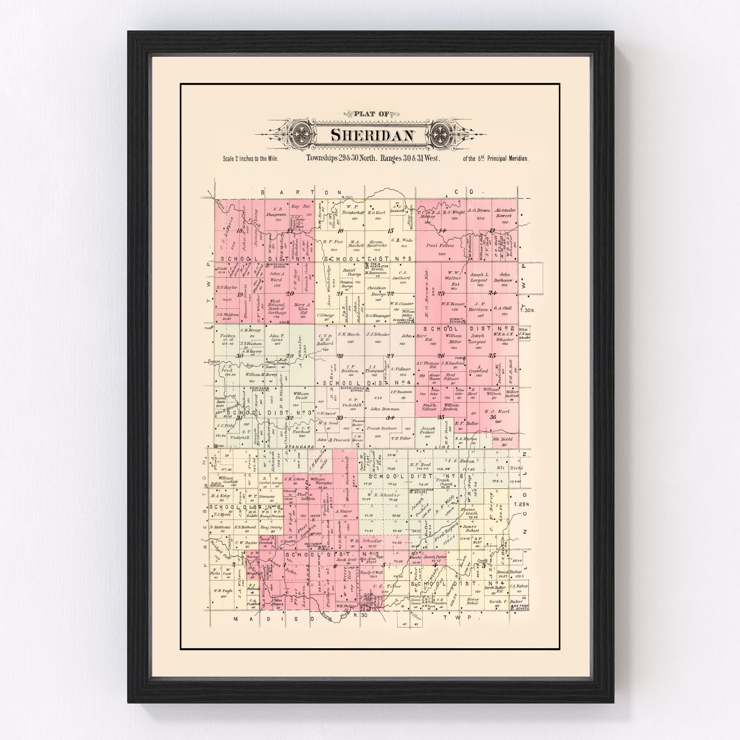 Vintage map of Sheridan Township, Jasper County, Missouri, 1895
