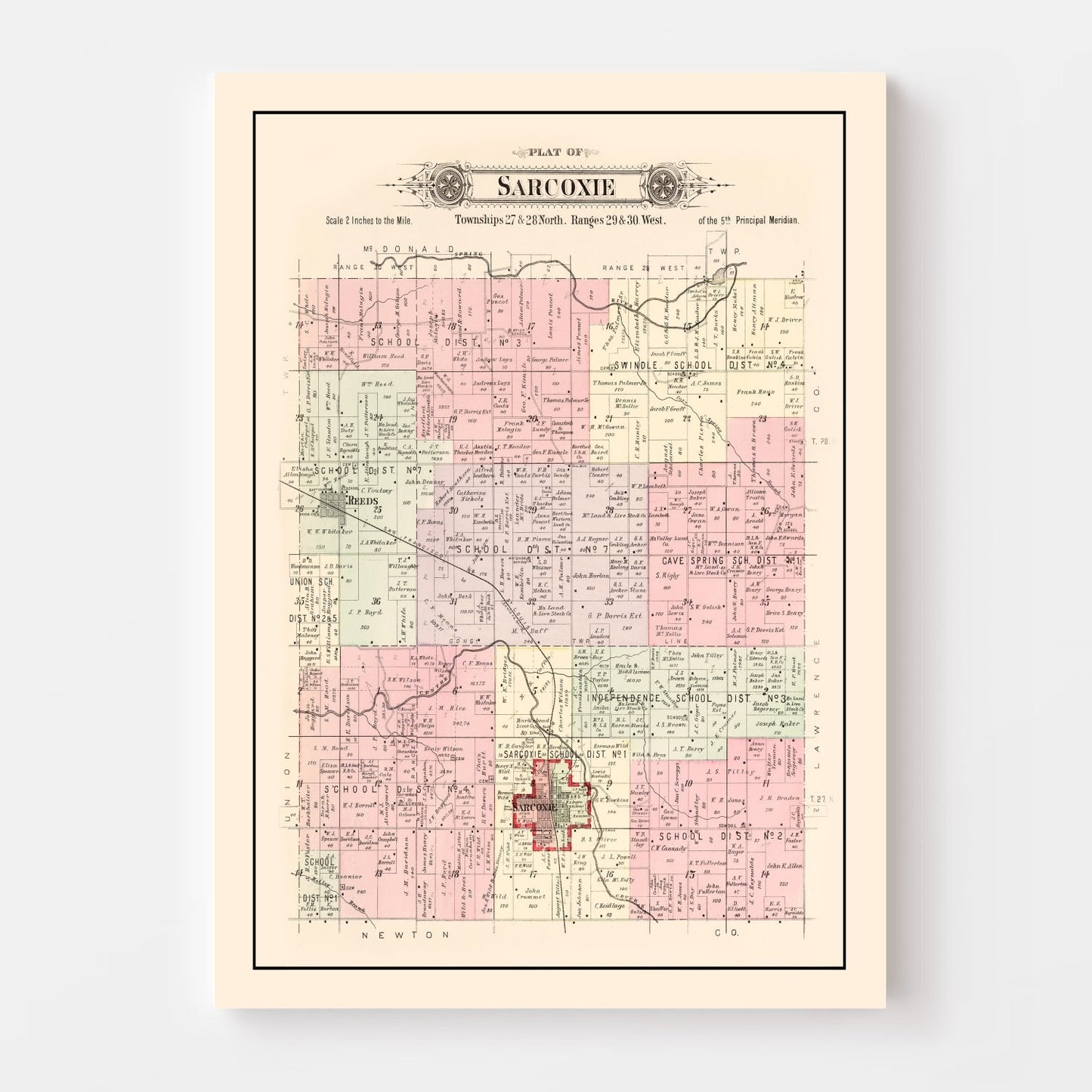 Vintage Map of Jasper County, Missouri, 1895