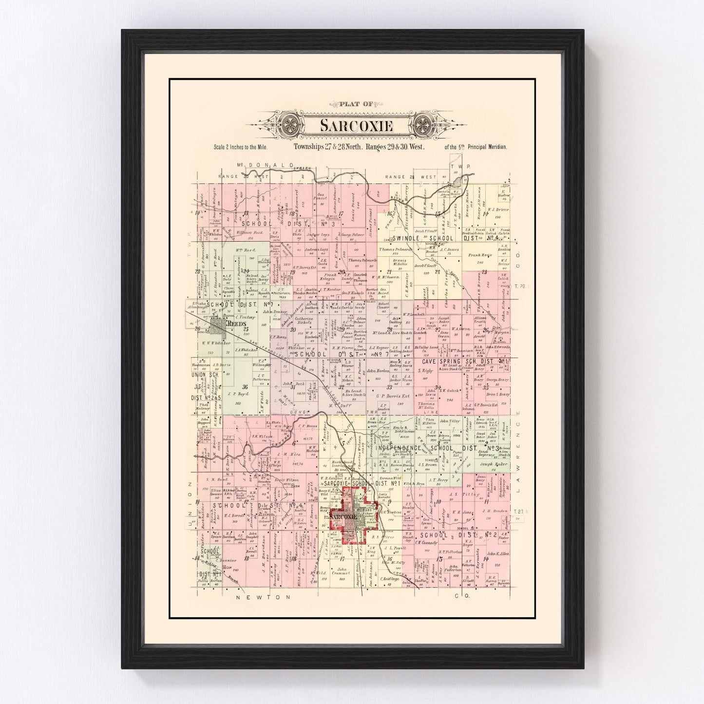 vintage map of Jasper County, Missouri, 1895