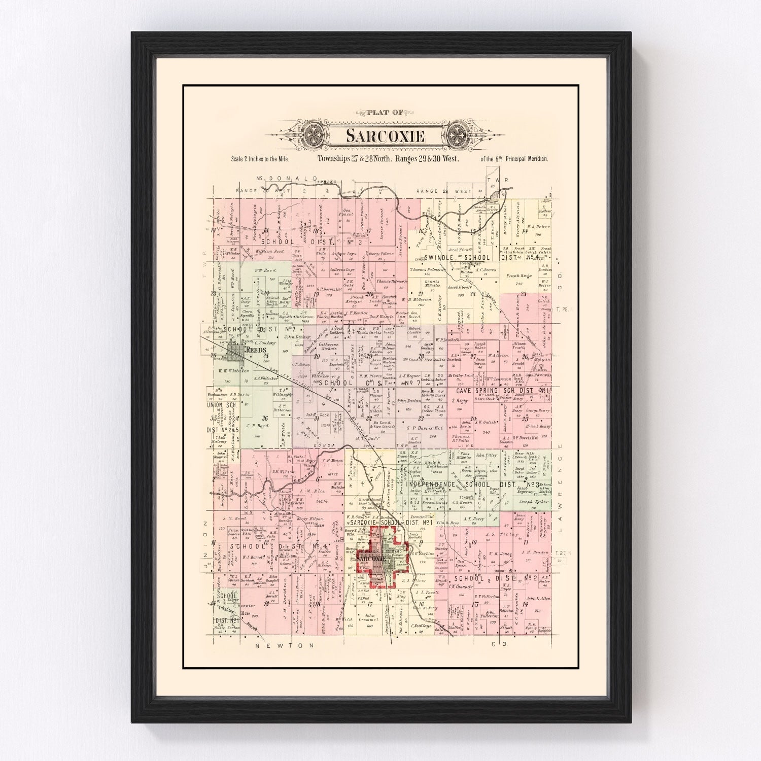 vintage map of Jasper County, Missouri, 1895