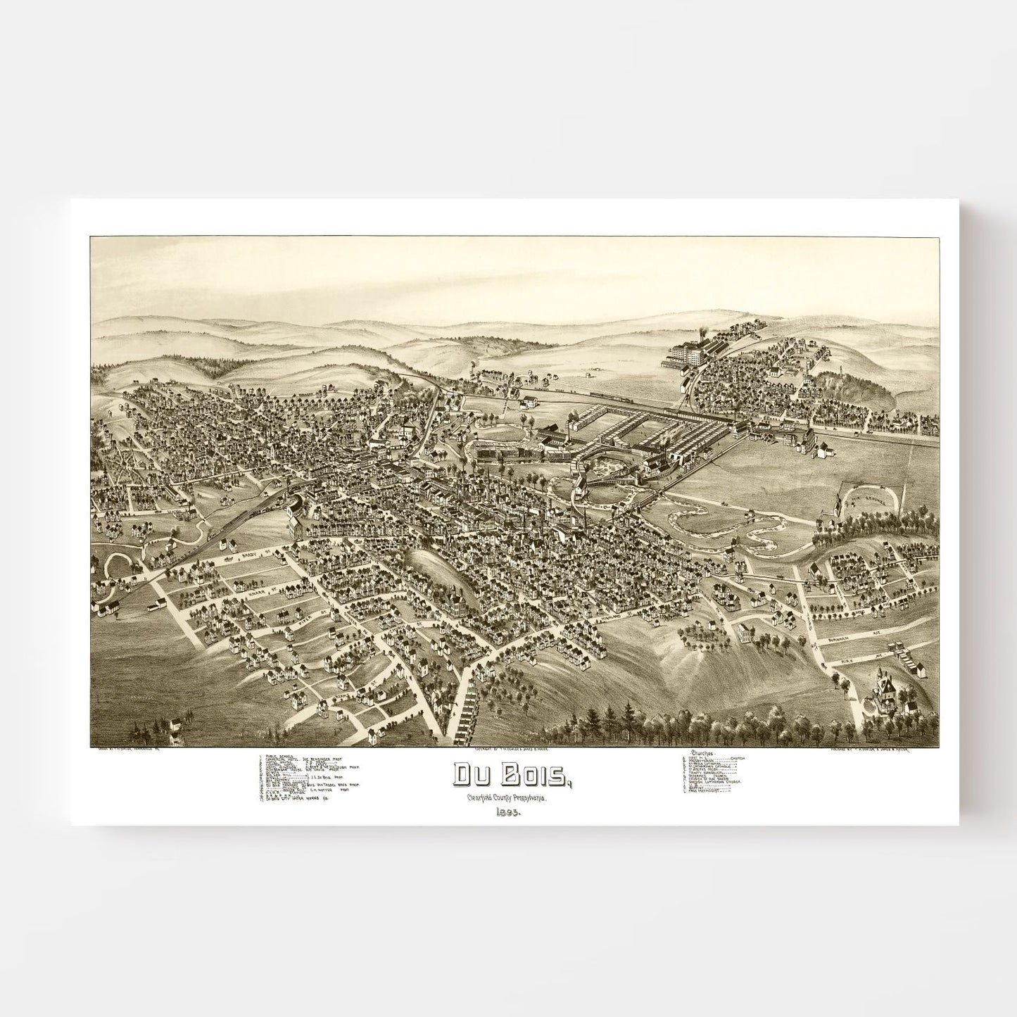 Vintage Map of Du Bois, Pennsylvania, 1895
