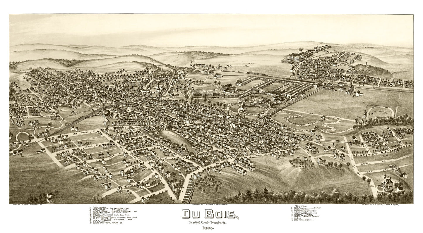 Vintage Map of Du Bois, Pennsylvania, 1895