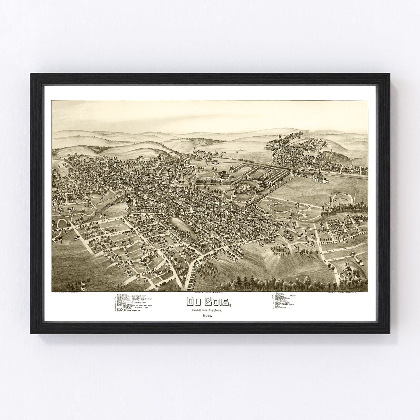 Vintage map of Du Bois, Pennsylvania, 1895