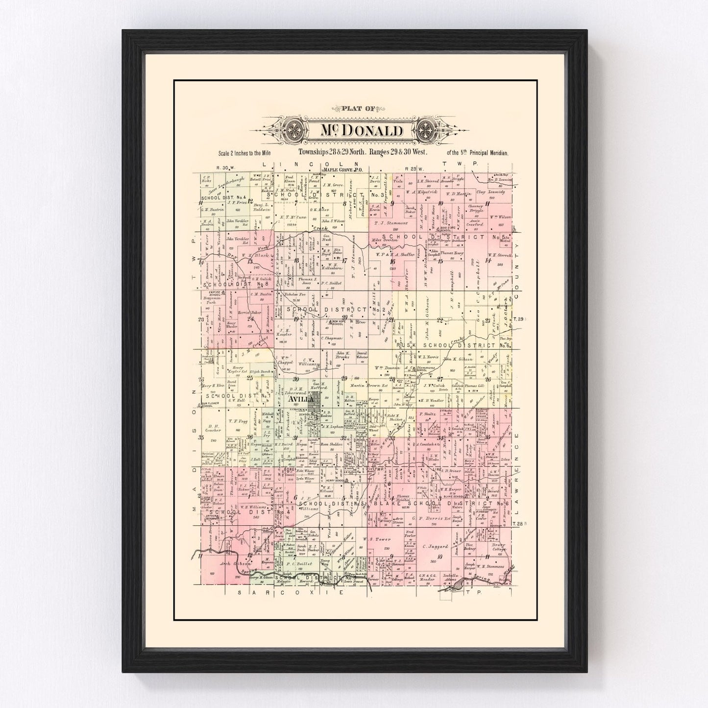 Vintage map of McDonald Township, Jasper County, Missouri, 1895