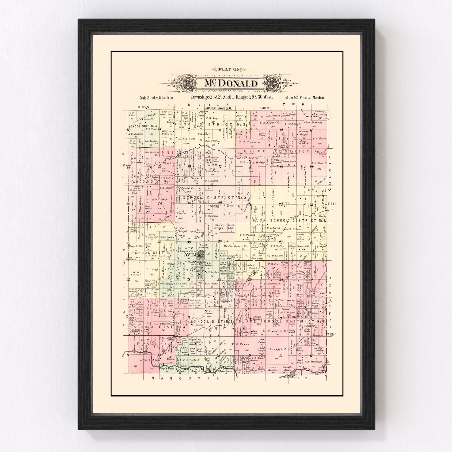 Vintage map of McDonald Township, Jasper County, Missouri, 1895