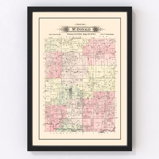 Vintage map of McDonald Township, Jasper County, Missouri, 1895