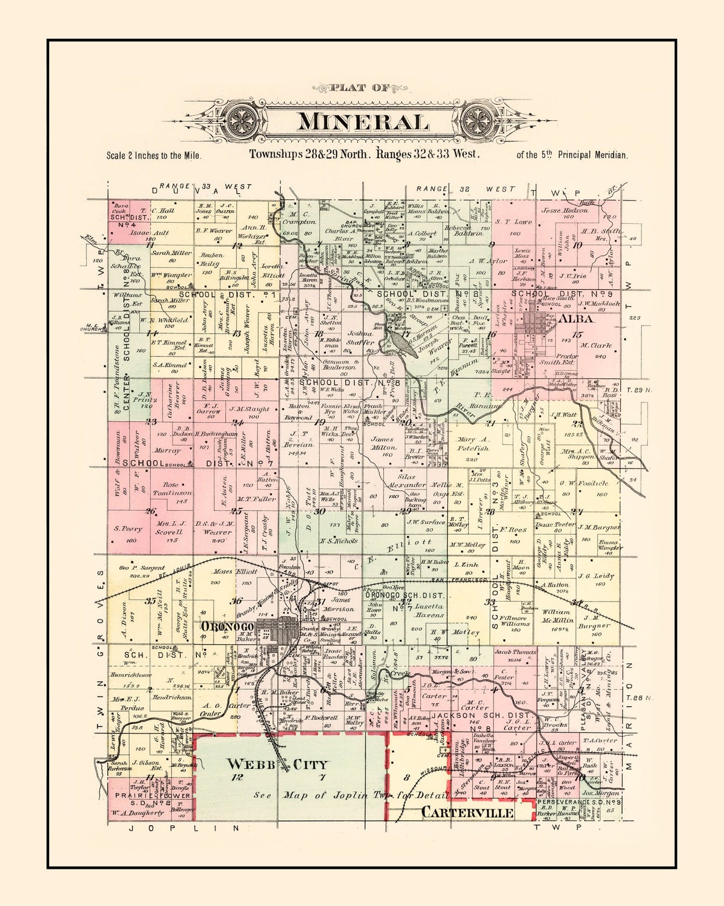 Vintage Map of Mineral, Washington County, Missouri, 1895