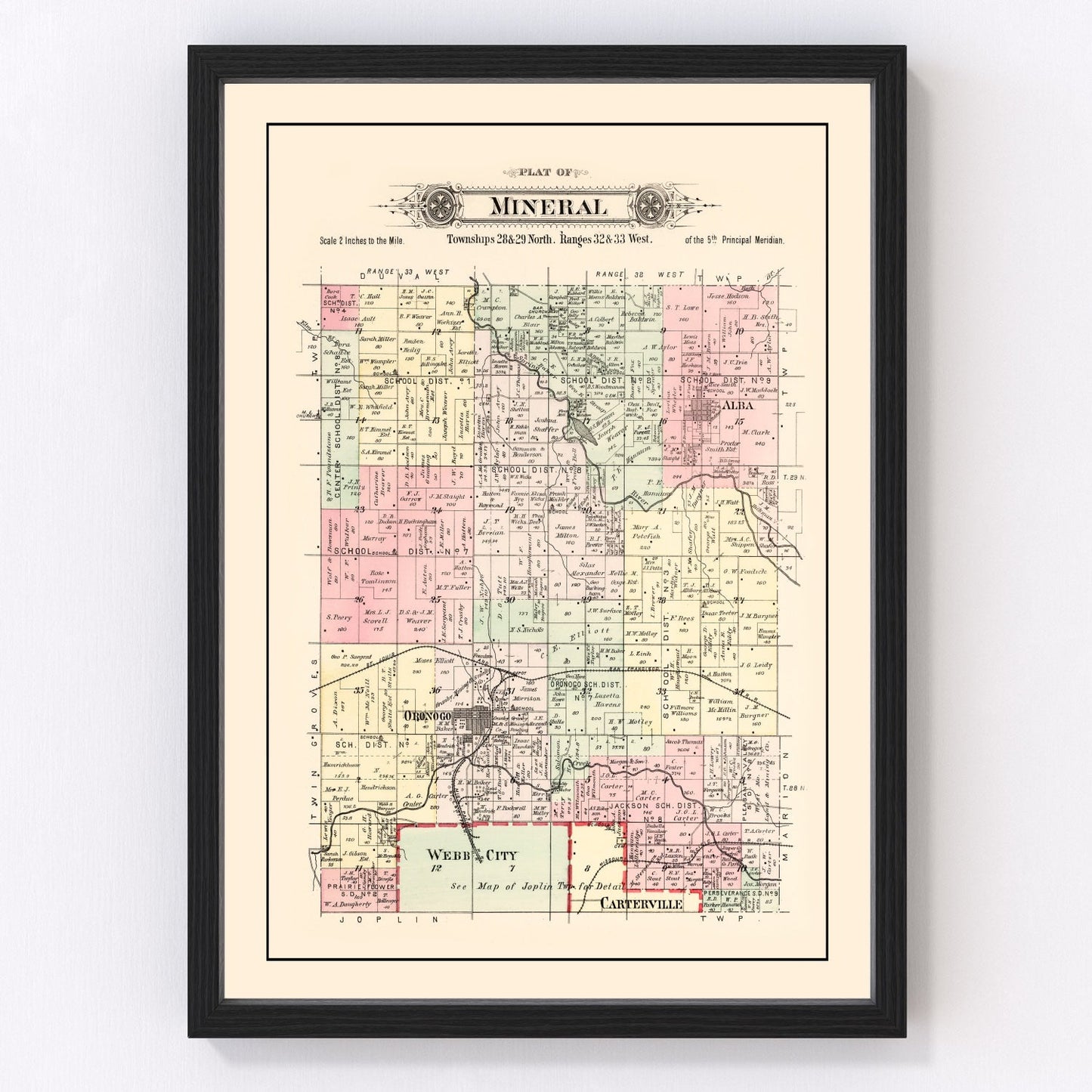 vintage map of Mineral, Washington County, Missouri, 1895