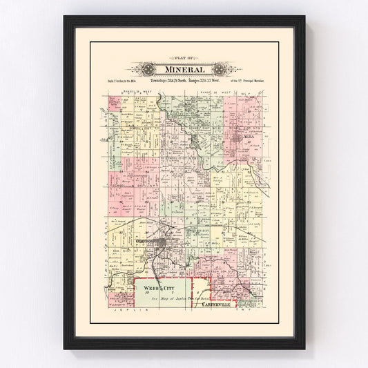 vintage map of Mineral, Washington County, Missouri, 1895