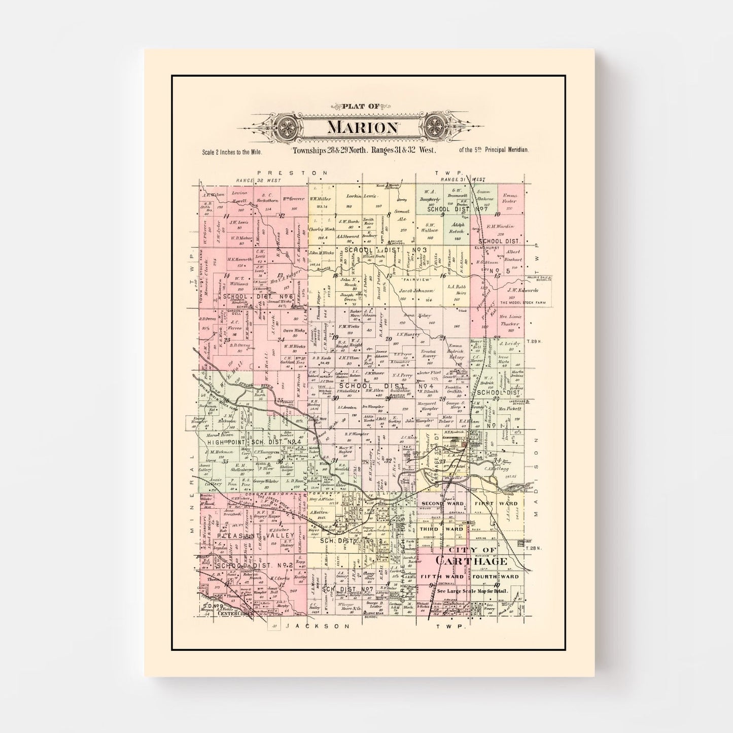 Vintage Map of Jasper County, Missouri, 1895