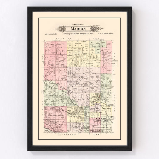 Vintage map of Jasper County, Missouri, 1895