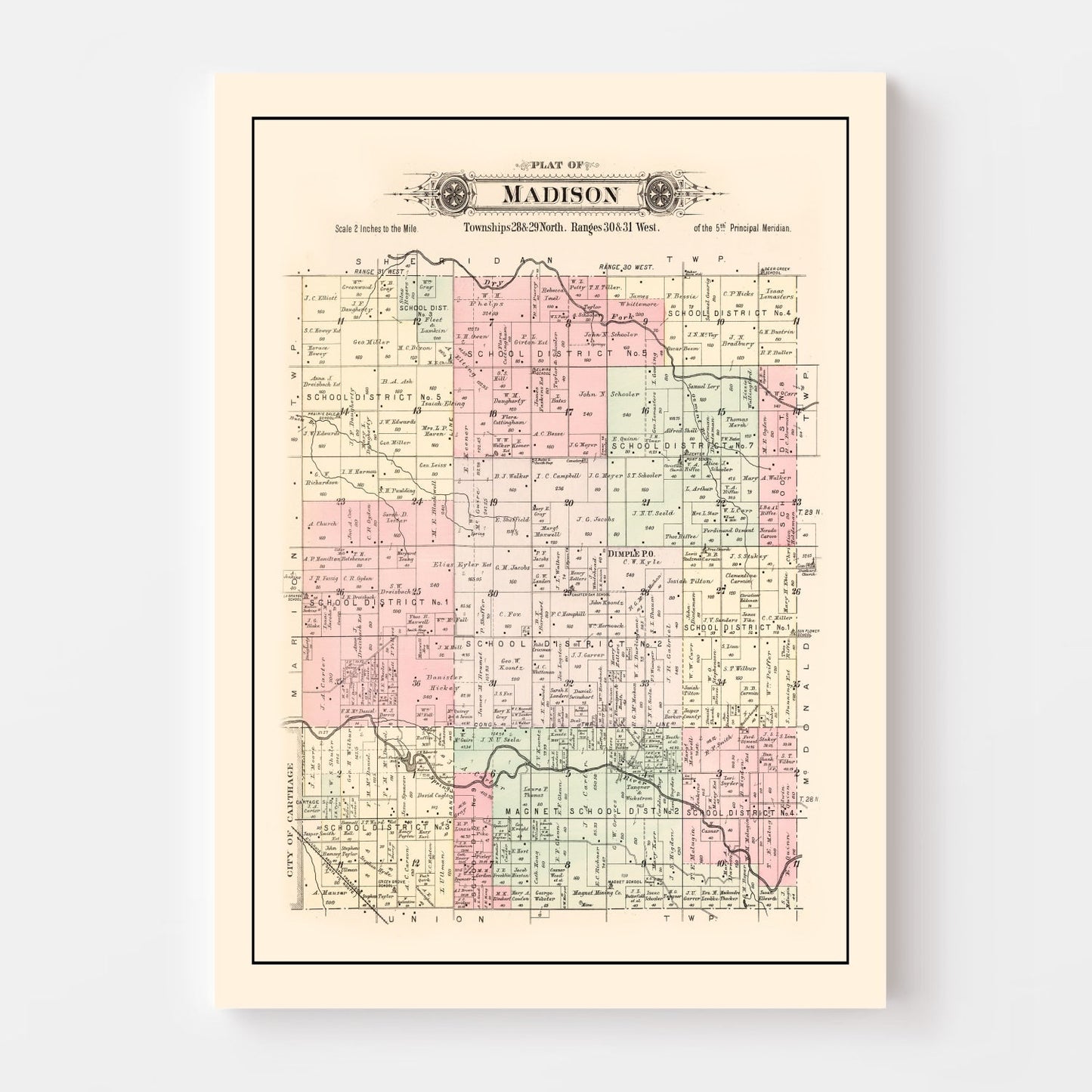 Vintage Map of Jasper County, Missouri, 1895