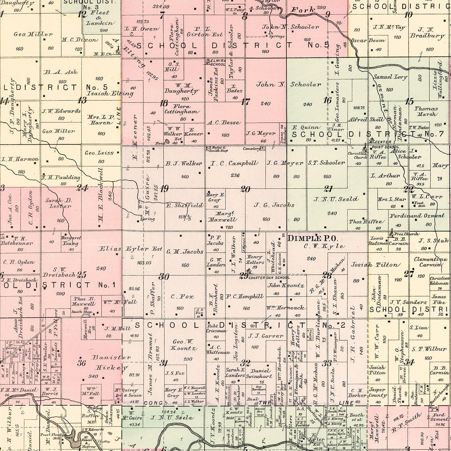 Vintage Map of Jasper County, Missouri, 1895