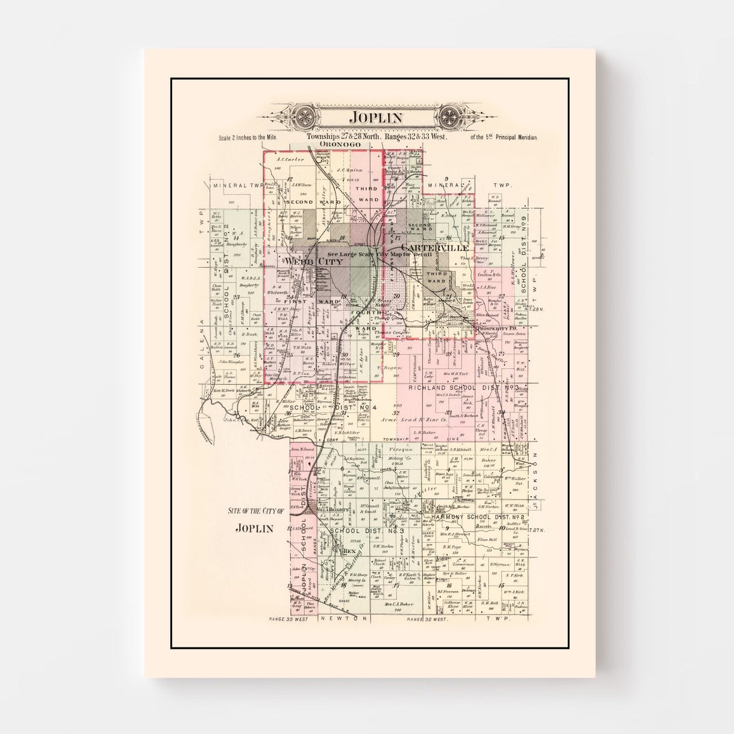 Vintage Map of Joplin Township, Jasper County, Missouri, 1895