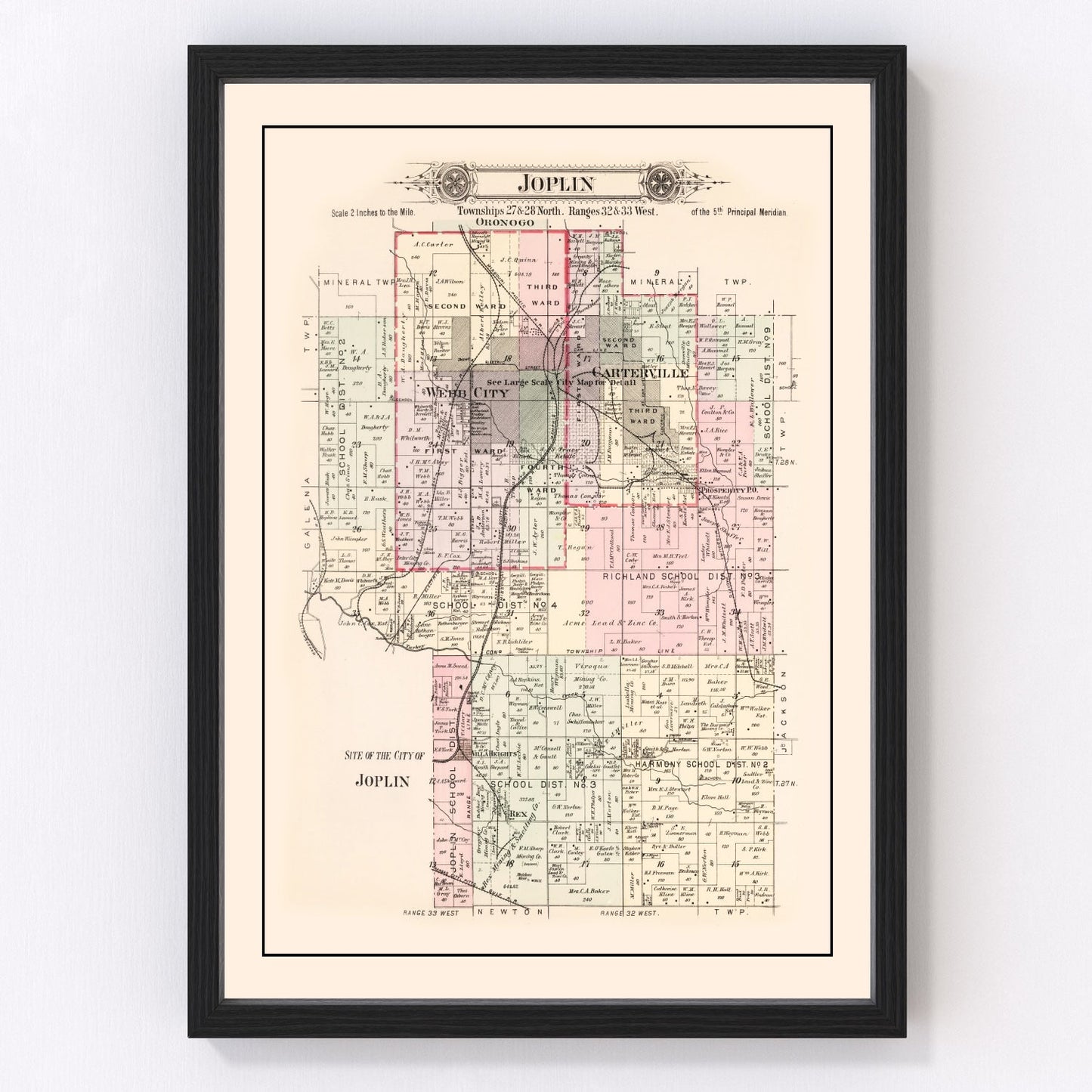 Vintage map of Joplin Township, Jasper County, Missouri, 1895