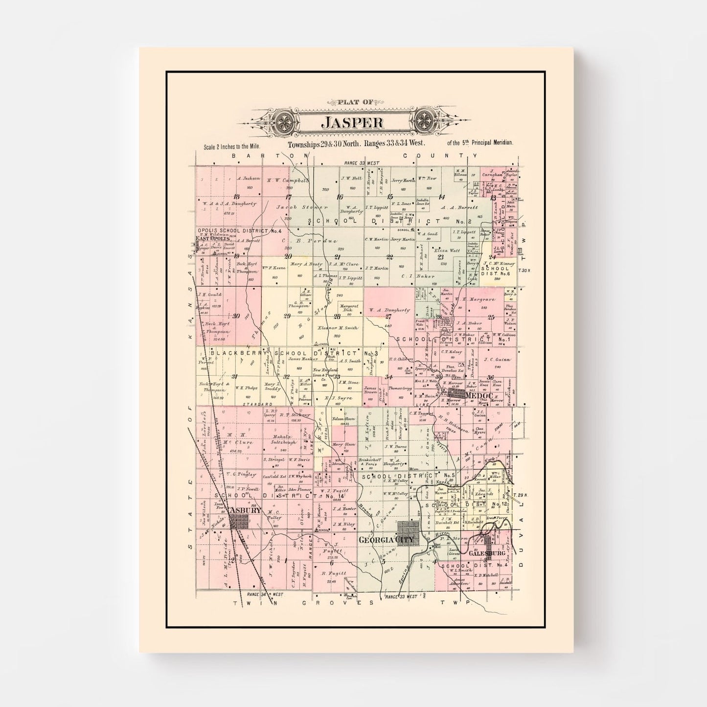 Vintage Map of Jasper Township, Jasper County, Missouri, 1895