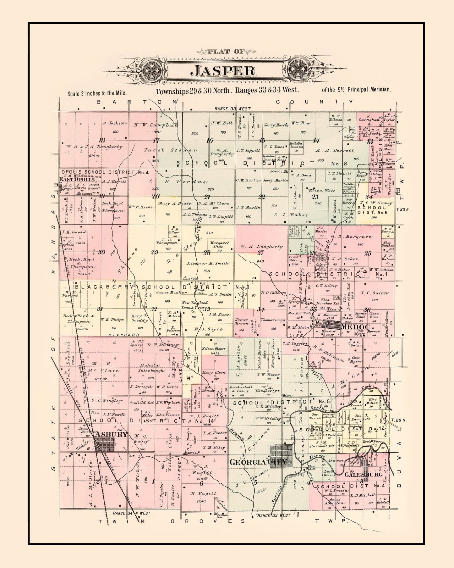 Vintage Map of Jasper Township, Jasper County, Missouri, 1895
