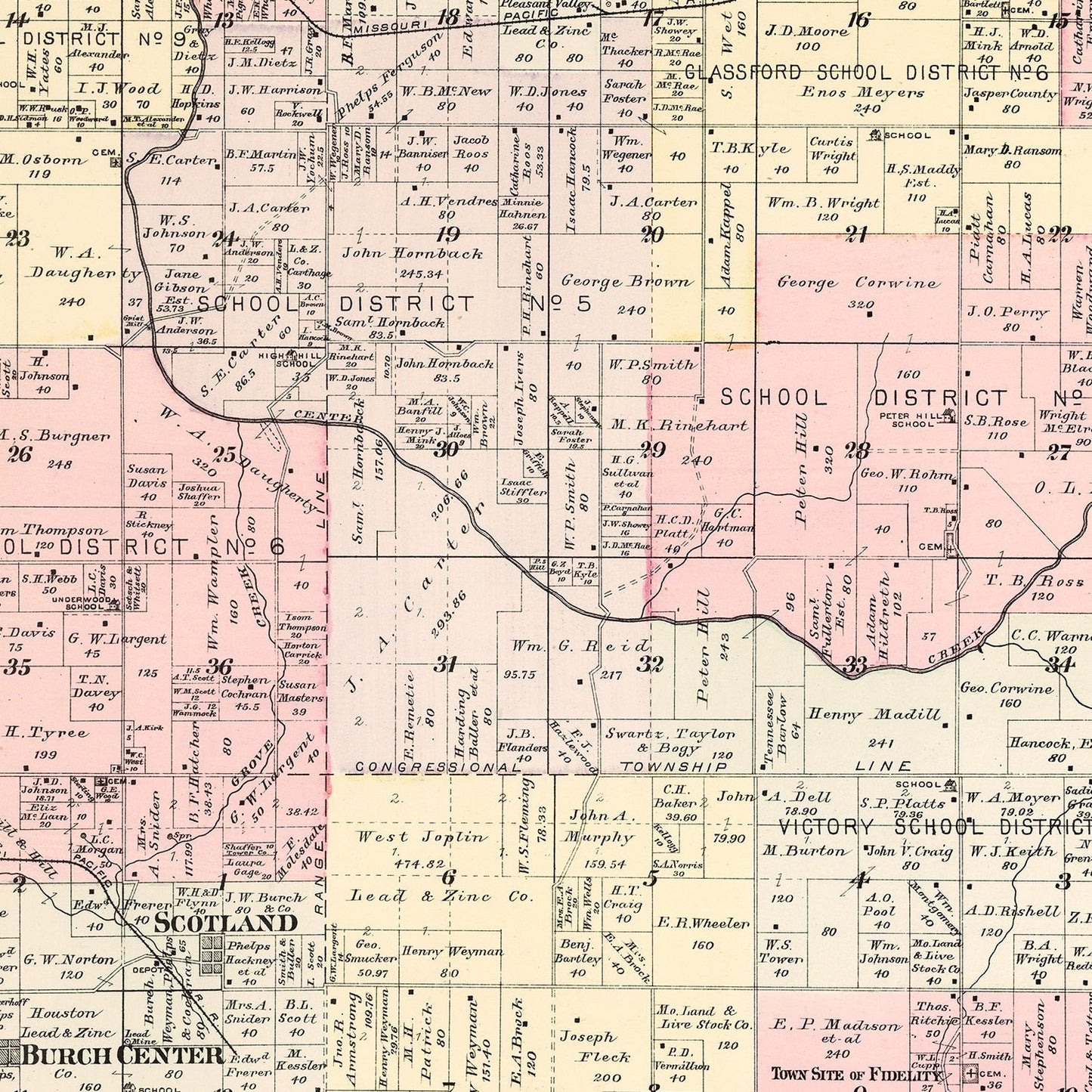 Vintage Map of Jackson Township, Jasper County, Missouri, 1895