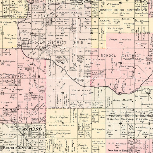 Vintage Map of Jackson Township, Jasper County, Missouri, 1895