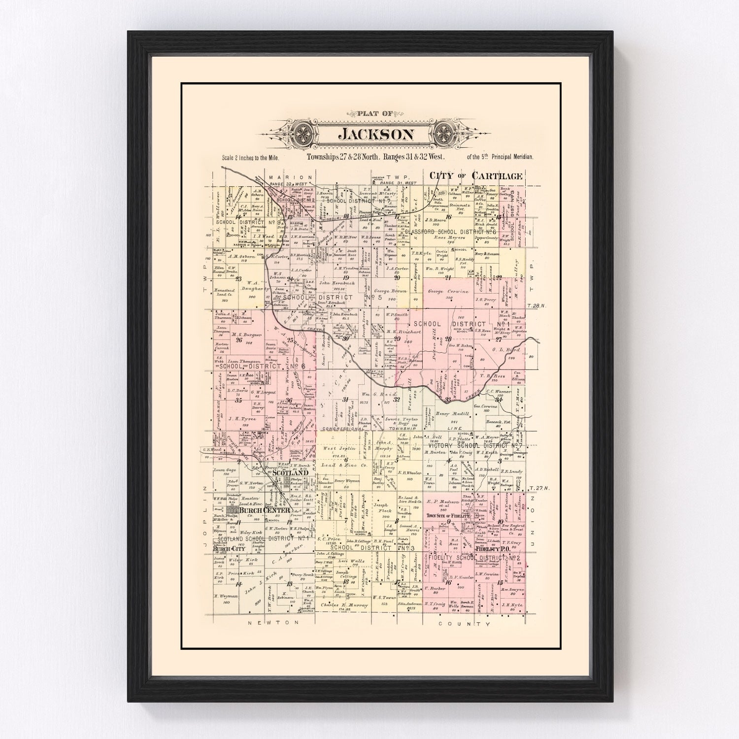 Vintage map of Jackson Township, Jasper County, Missouri, 1895