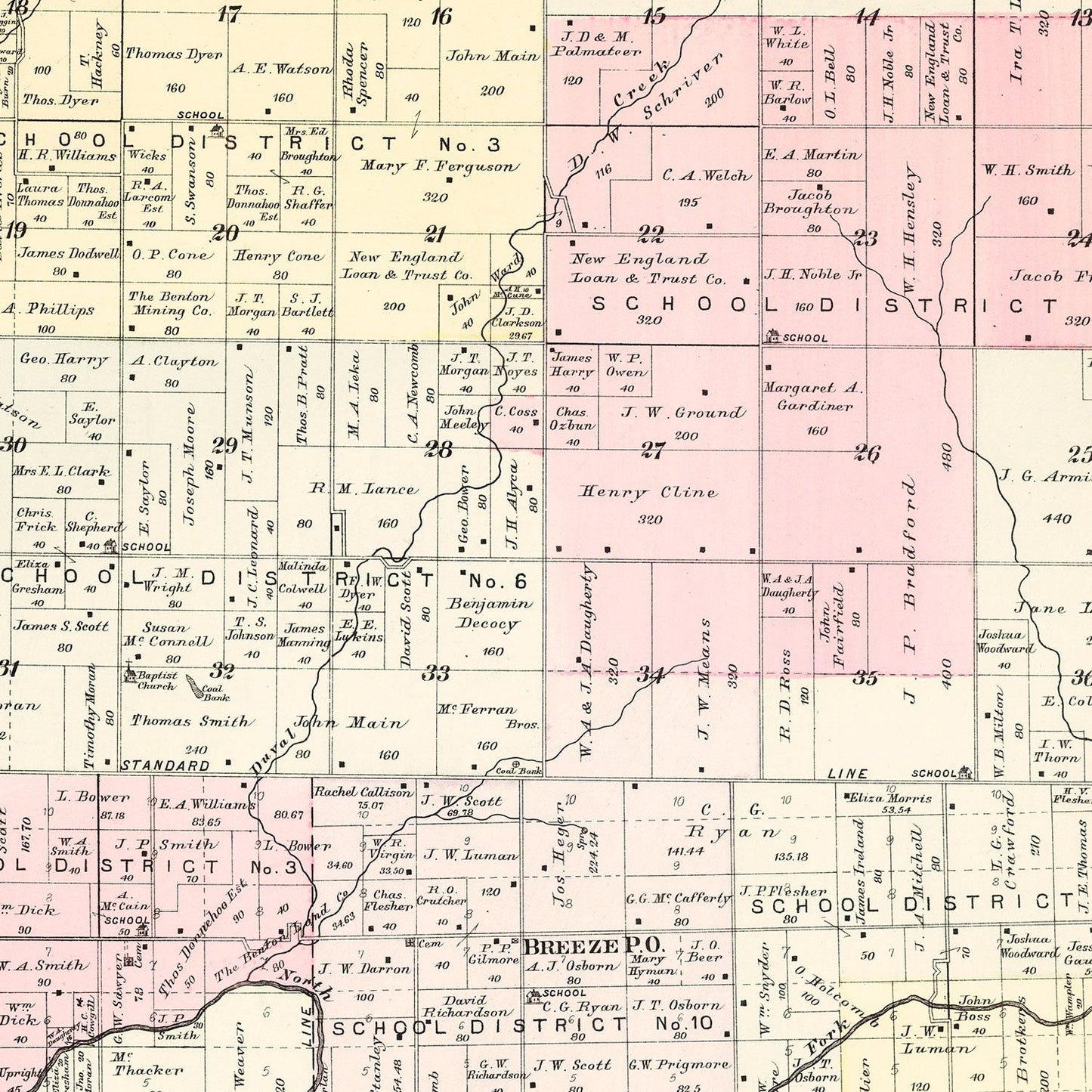 Vintage Map of Duval Township, Jasper County, Missouri, 1895
