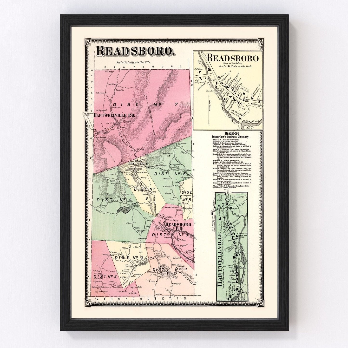 Vintage map of Readsboro, Vermont, 1869