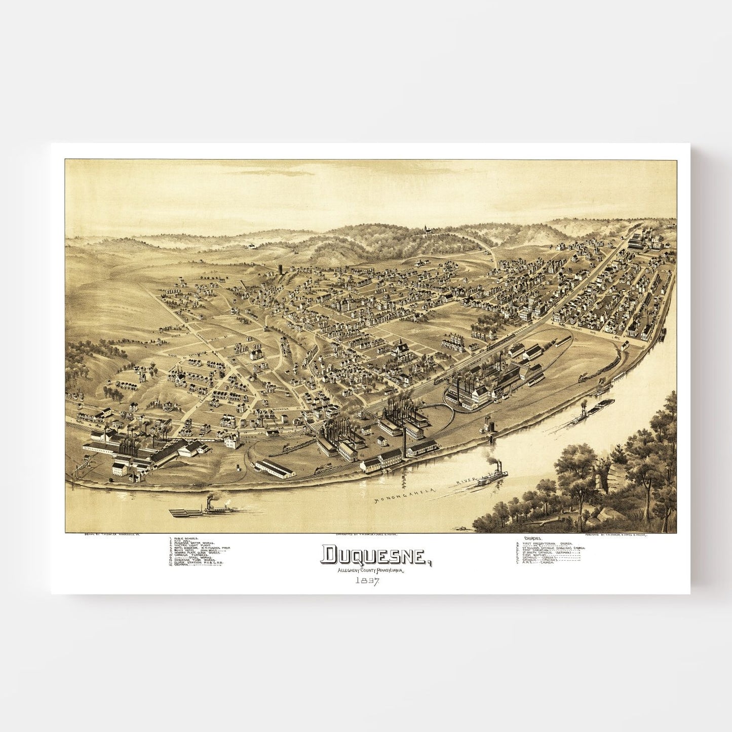 Vintage Map of Duquesne, Pennsylvania, 1897