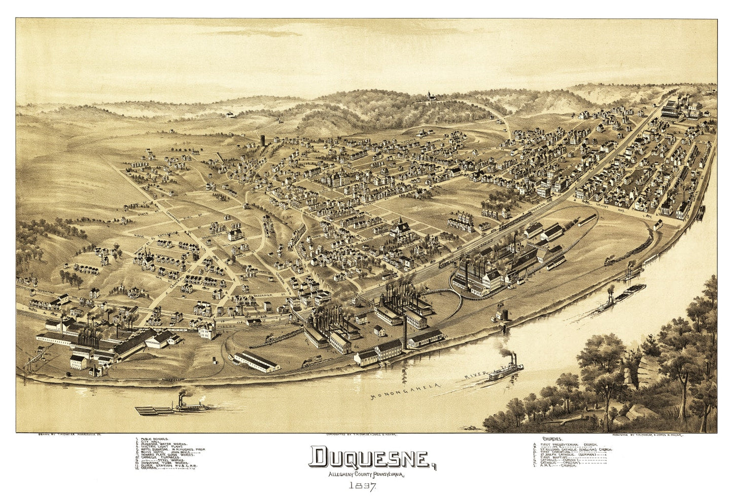 Vintage Map of Duquesne, Pennsylvania, 1897