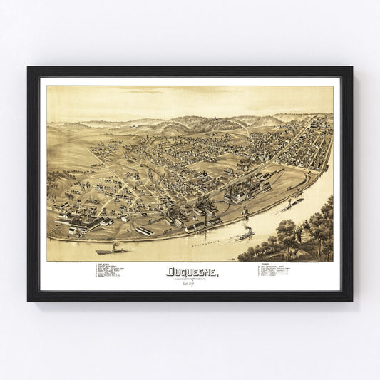Vintage map of Duquesne, Pennsylvania, 1897