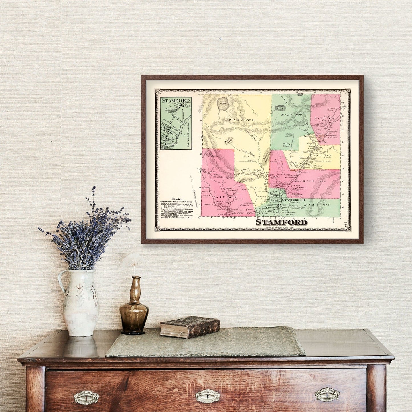 Vintage Map of Stamford Township, Vermont, 1869