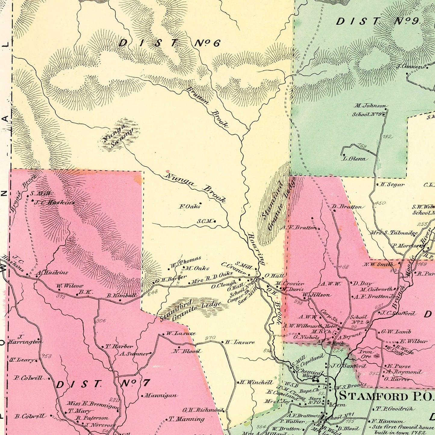 Vintage Map of Stamford Township, Vermont, 1869