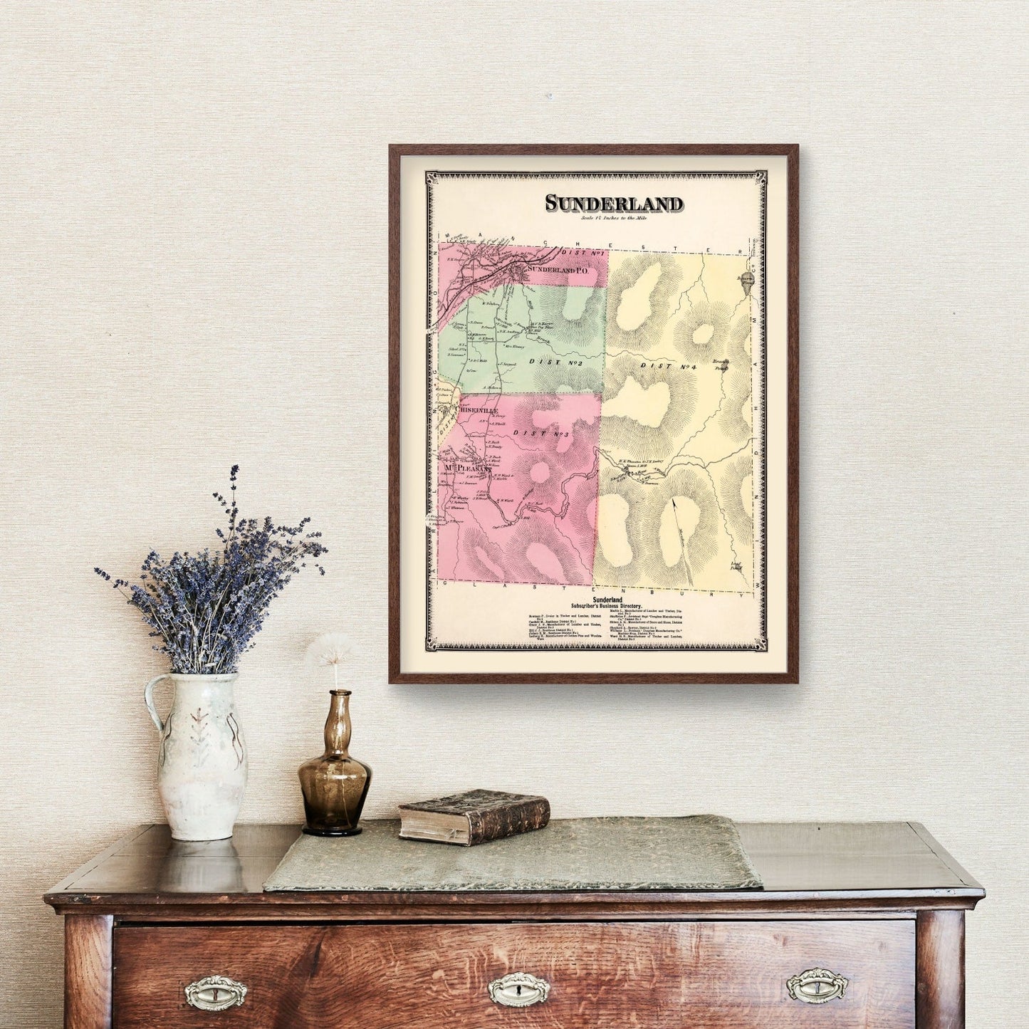 Vintage Map of Sunderland Township, Vermont, 1869