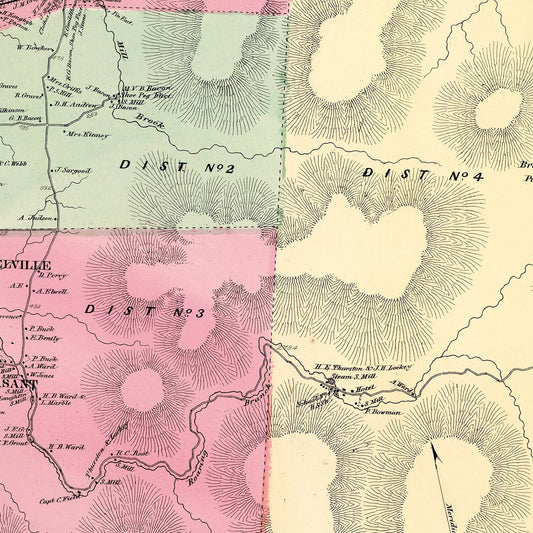 Vintage Map of Sunderland Township, Vermont, 1869