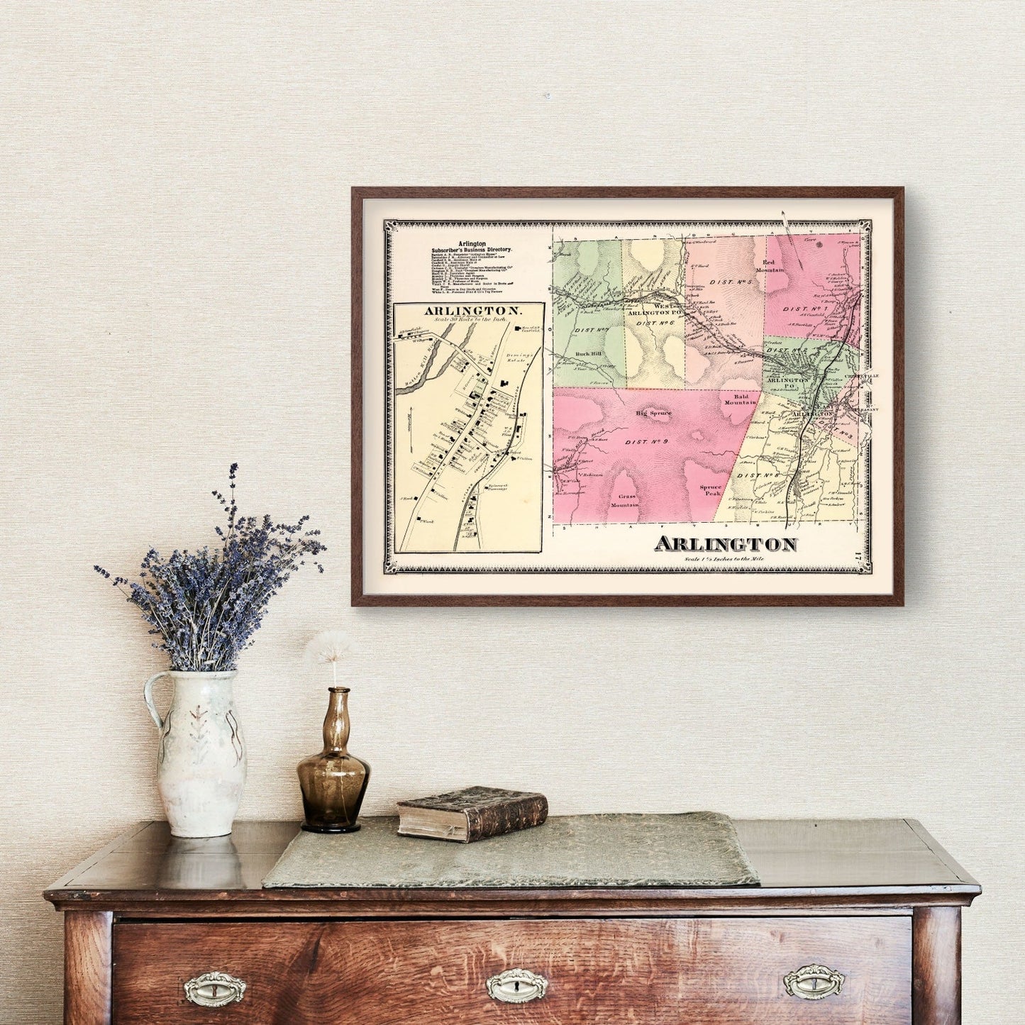 Vintage Map of Arlington Township, Vermont, 1869