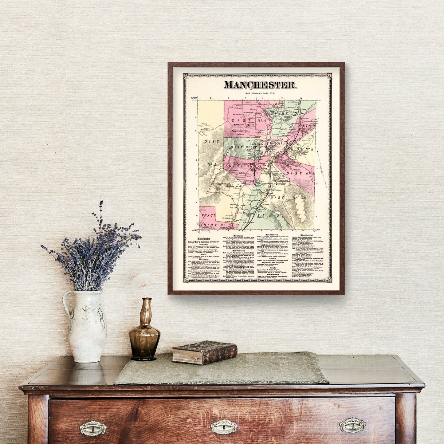 Vintage Map of Bennington County, Vermont, 1869