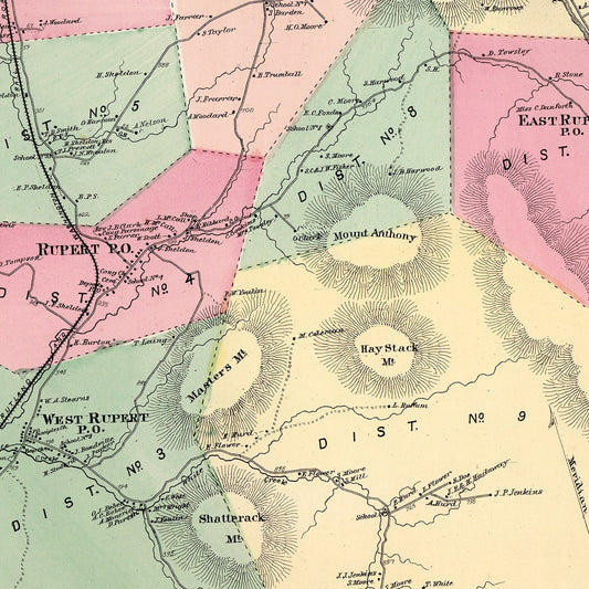 Vintage Map of Rupert Township, Bennington County, Vermont, 1869
