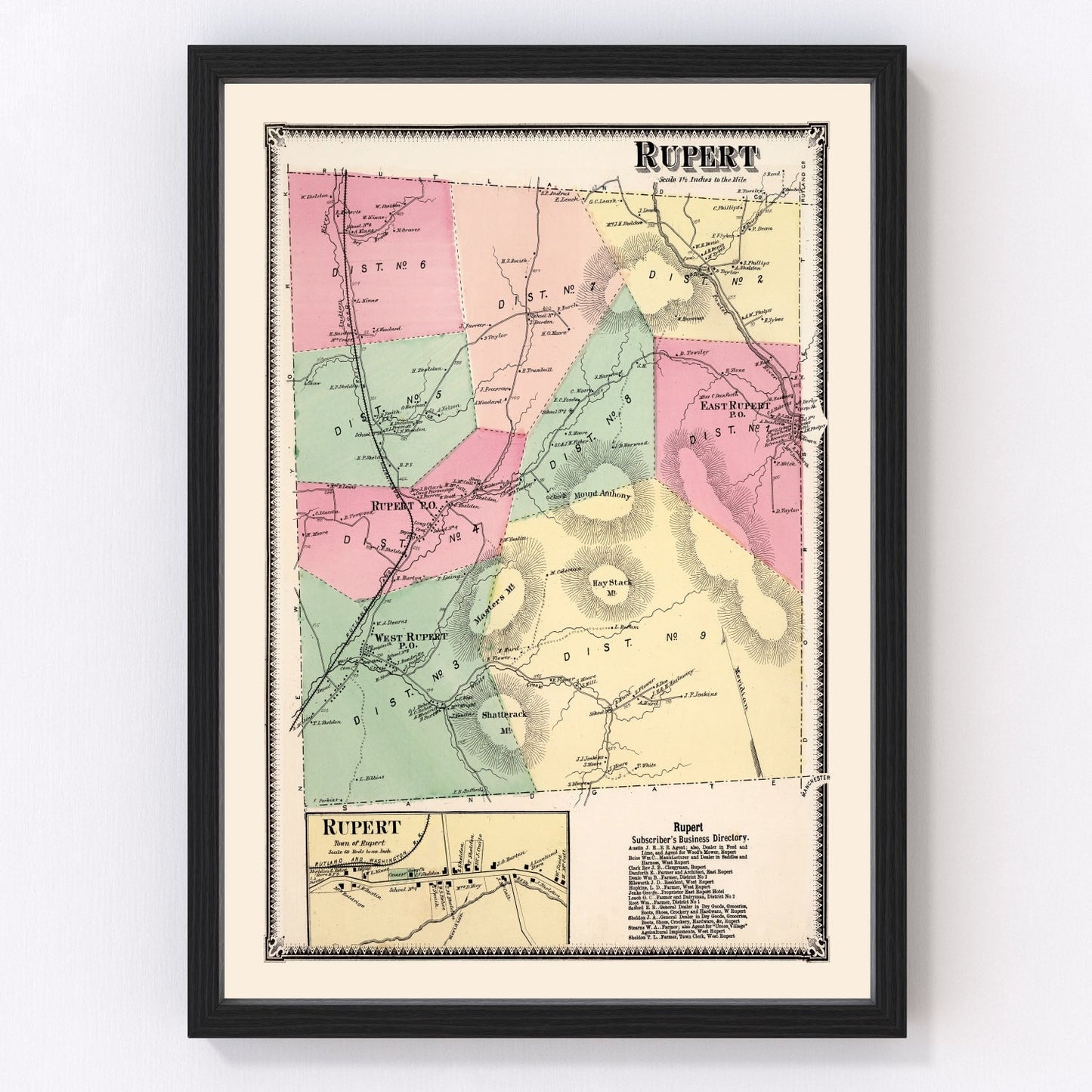 Vintage map of Rupert Township, Bennington County, Vermont, 1869