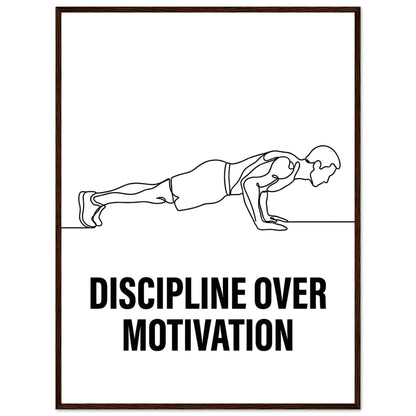 Discipline Over Motivation Poster - Framed Minimalist Line Art - 20x25 cm / 8x10″ - White frame / Ready-to-hang - Sparkycare