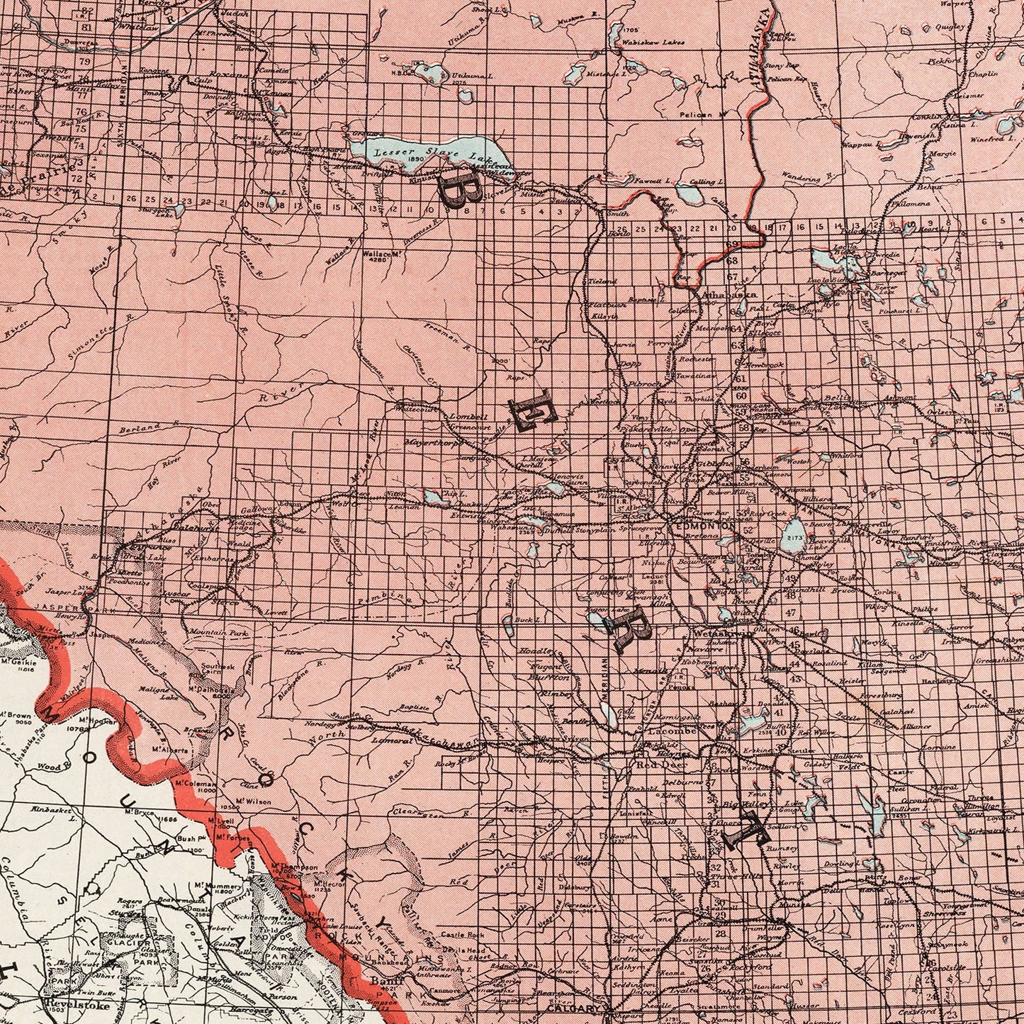 Vintage Map of Alberta, Canada, 1925