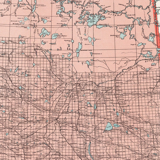 Vintage Map of Saskatchewan, Canada, 1925