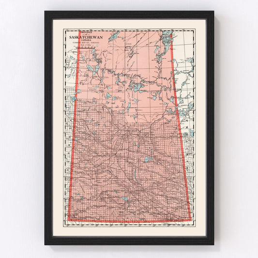 vintage map of Saskatchewan, Canada, 1925
