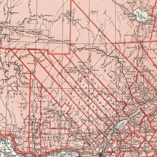 Vintage Map of Quebec, Canada, 1925