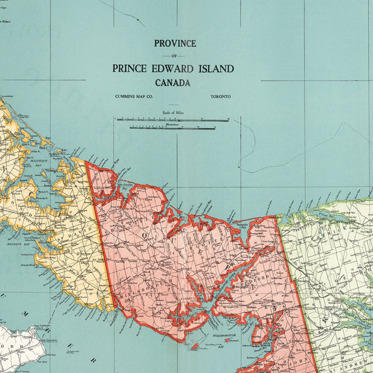 Vintage Map of Prince Edward Island, Canada, 1925