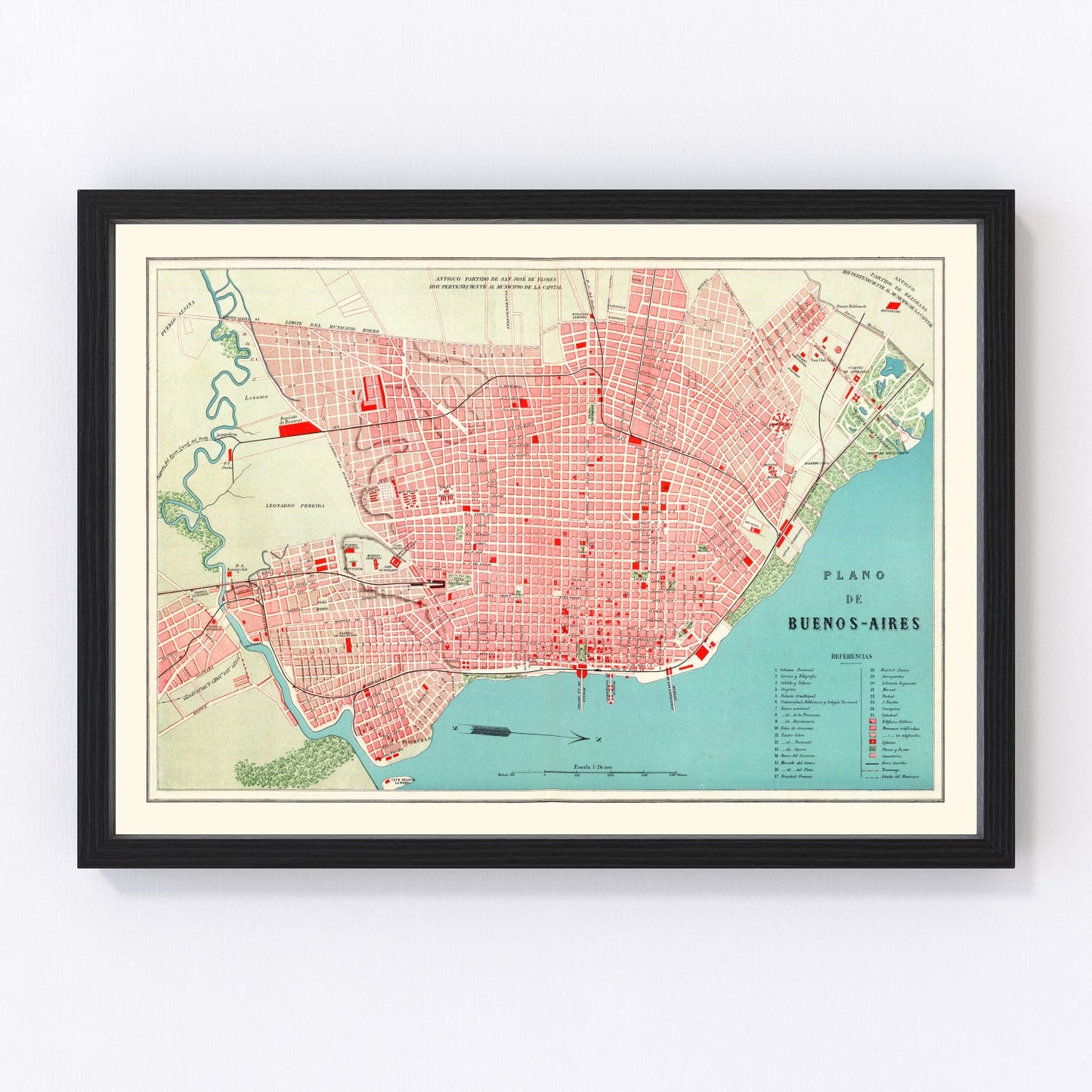 Vintage map of Buenos Aires, Argentina, 1888