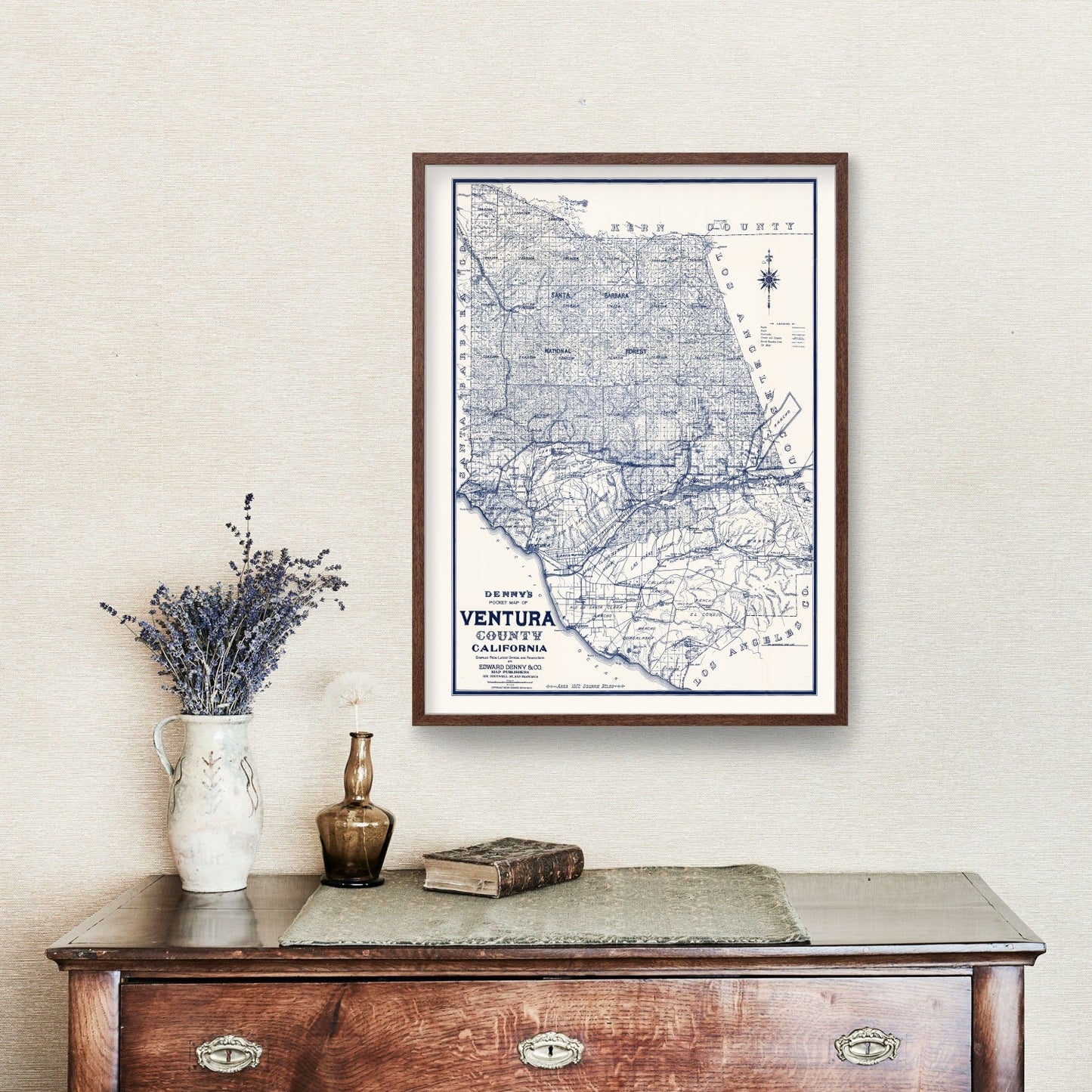 Vintage Map of Ventura County, California, 1913