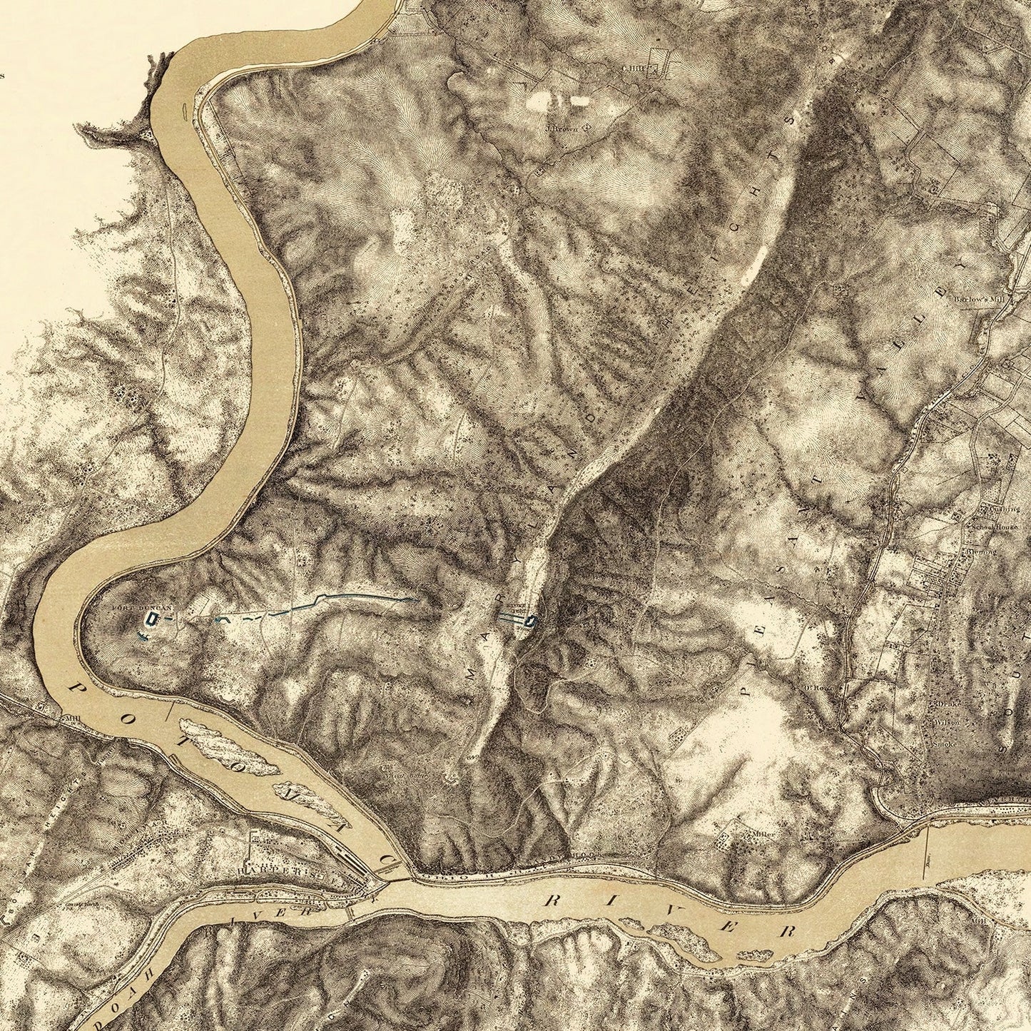 Vintage Map of Harpers Ferry, West Virginia, 1869