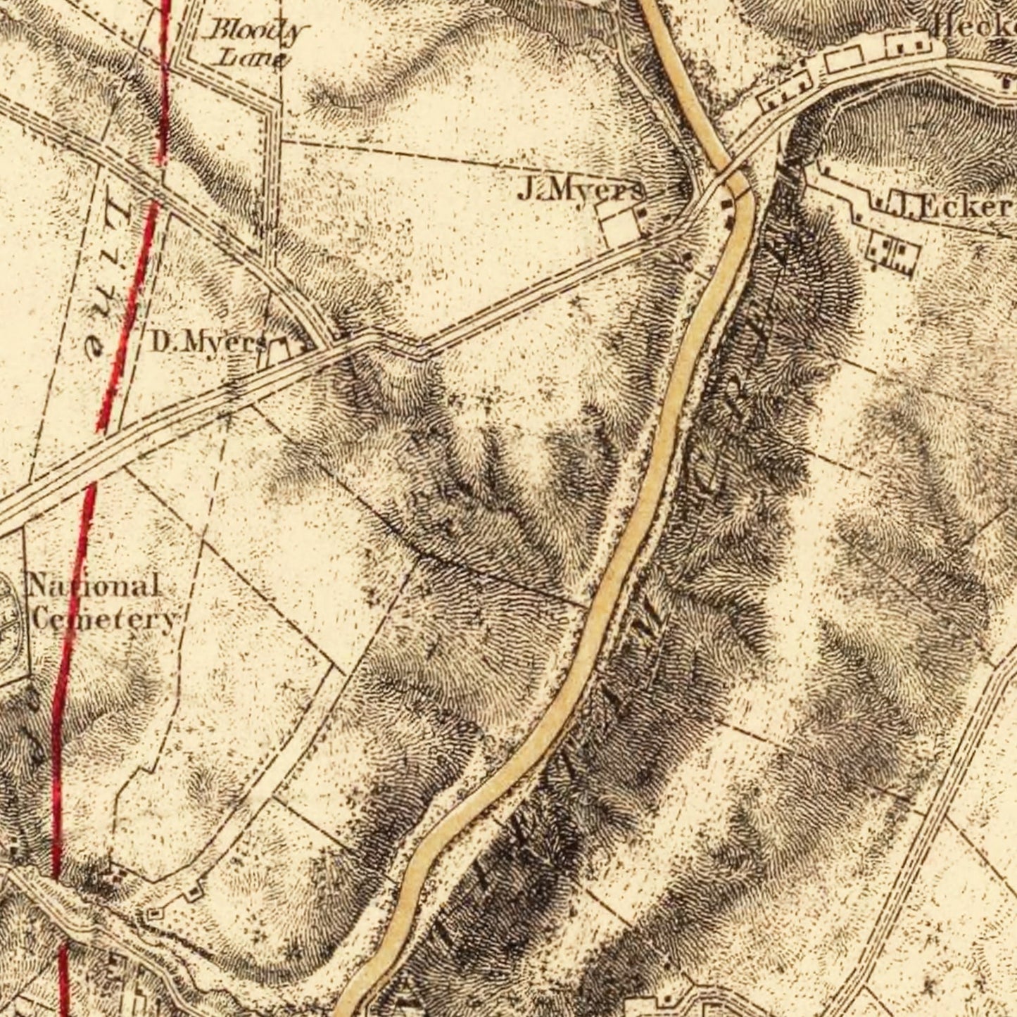 Vintage Map of the Battle of Antietam, Maryland, 1869