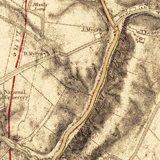 Vintage Map of the Battle of Antietam, 1869
