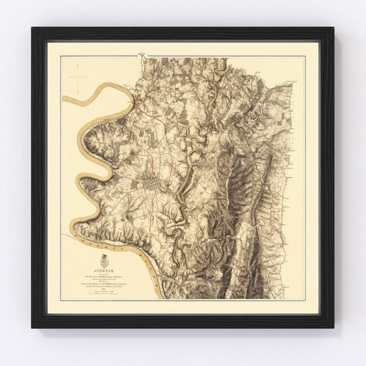 Vintage map of the Battle of Antietam, Maryland, 1869, Civil War